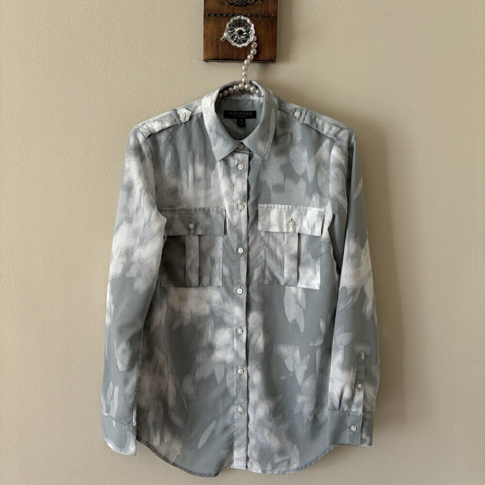 Banana Republic Womens Size XS Dillon Shirt Blue/Gray Tie Dye Long Sleeve